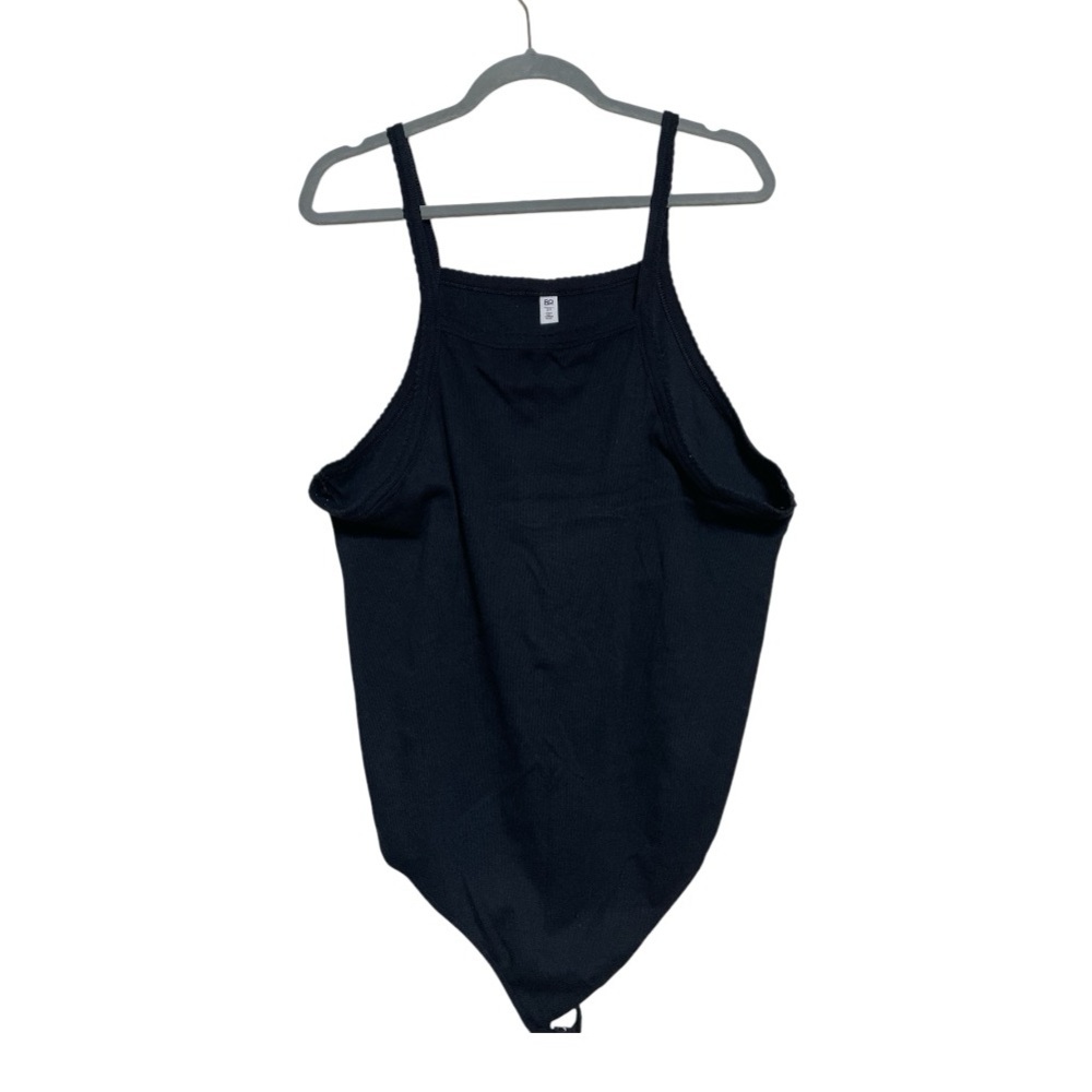 BP Black Cotton Thong Bodysuit with scalloped edges 3X